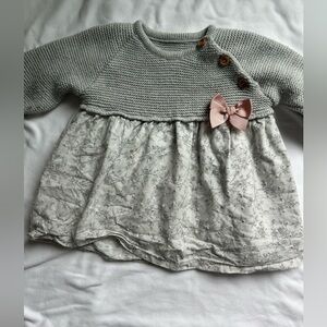 Valentina Gray and Pink Floral Knit Dress